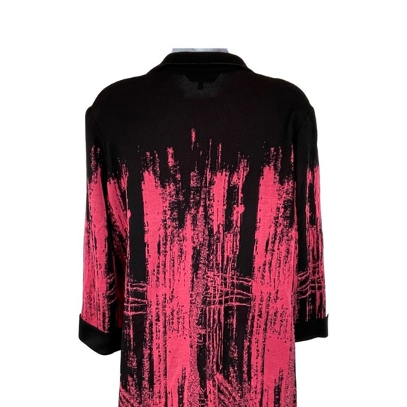 Ming Wang Abstract Knit One Button Jacket Cardigan M Black Pink - Picture 7 of 10